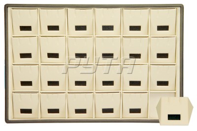 416120 Display tray with rounded corners for 24 pairs of earrings / Angled removable inserts / Tag window