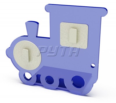 452005 Steam train shaped stand for 2 rings,  with 2 clips and a hole