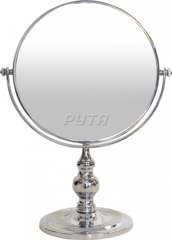 211526 Зеркало круглое двустороннее на декоративной ножке, круглая подставка,хромир. оправа(d-203 mm)