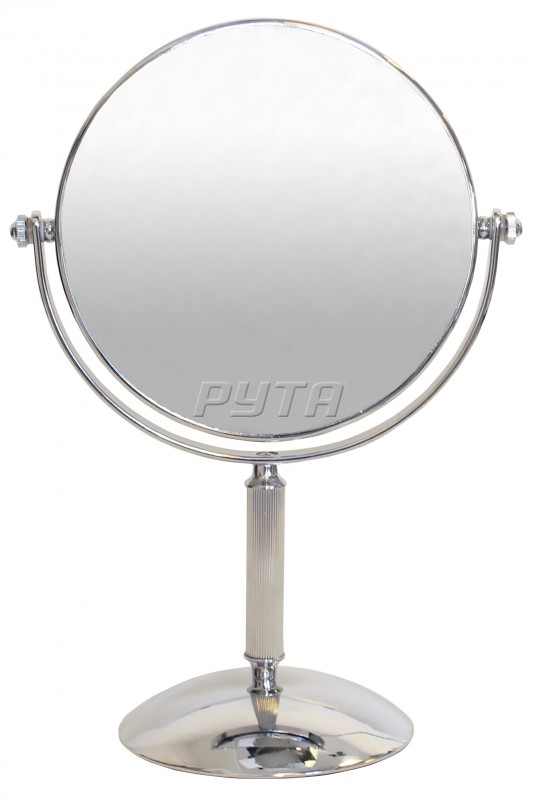 211528 Зеркало круглое двустороннее на серебристой ножке,круглая подставка,хромир. оправа(d-152 mm)