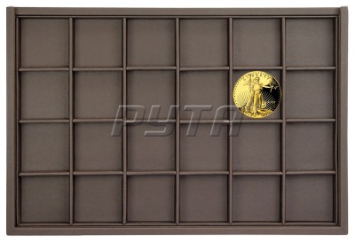 411701 Display tray for coins/ souvenirs,  24 cells,  sliding lid (acrylic glass)