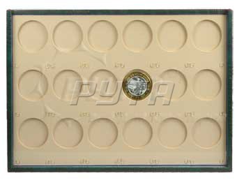 411704 Display tray for 18 coins (d-46/6 mm),  with lodgment,  sliding lid,  hooks and ajustable holder