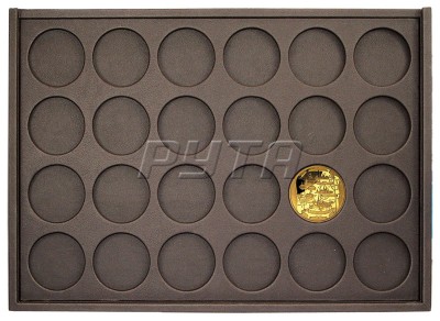 411702 Display tray for 24 coins (d-46/5 mm),  sliding lid (acrylic glass)