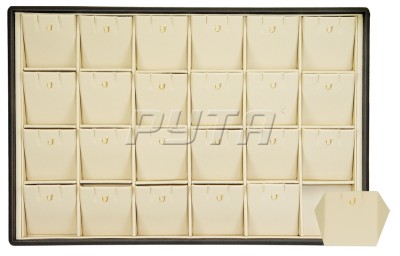 416202 Display tray with rounded corners for 24 pairs of earrings or pendants / Angled removable inserts / Hook