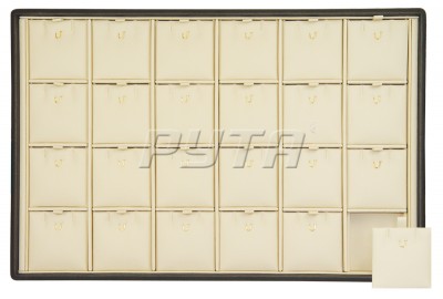 416201 Display tray with rounded corners for 24 pairs of earrings or pendants / Removable inserts / Hook