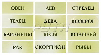 211349 Набор табличек ЗНАКИ ЗОДИАКА/загиб сверху (40х15х5 мм)