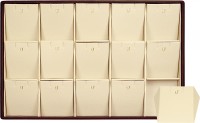 416230 Display tray with rounded corners for 15 pairs of earrings/pendants. Angled removable inserts with hooks