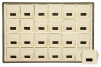 416120 Display tray with rounded corners for 24 pairs of earrings / Angled removable inserts / Tag window