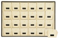 416208 Display tray with rounded corners for 24 pairs of pendant earrings / Angled removable inserts / Tag window