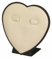 431156 Heart-shaped stand for 1 pair of earrings,  with 2 clips,  pliable leg