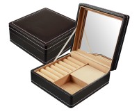7909000 Jewelry box with lid / removable display/in lid-hooks/pockets